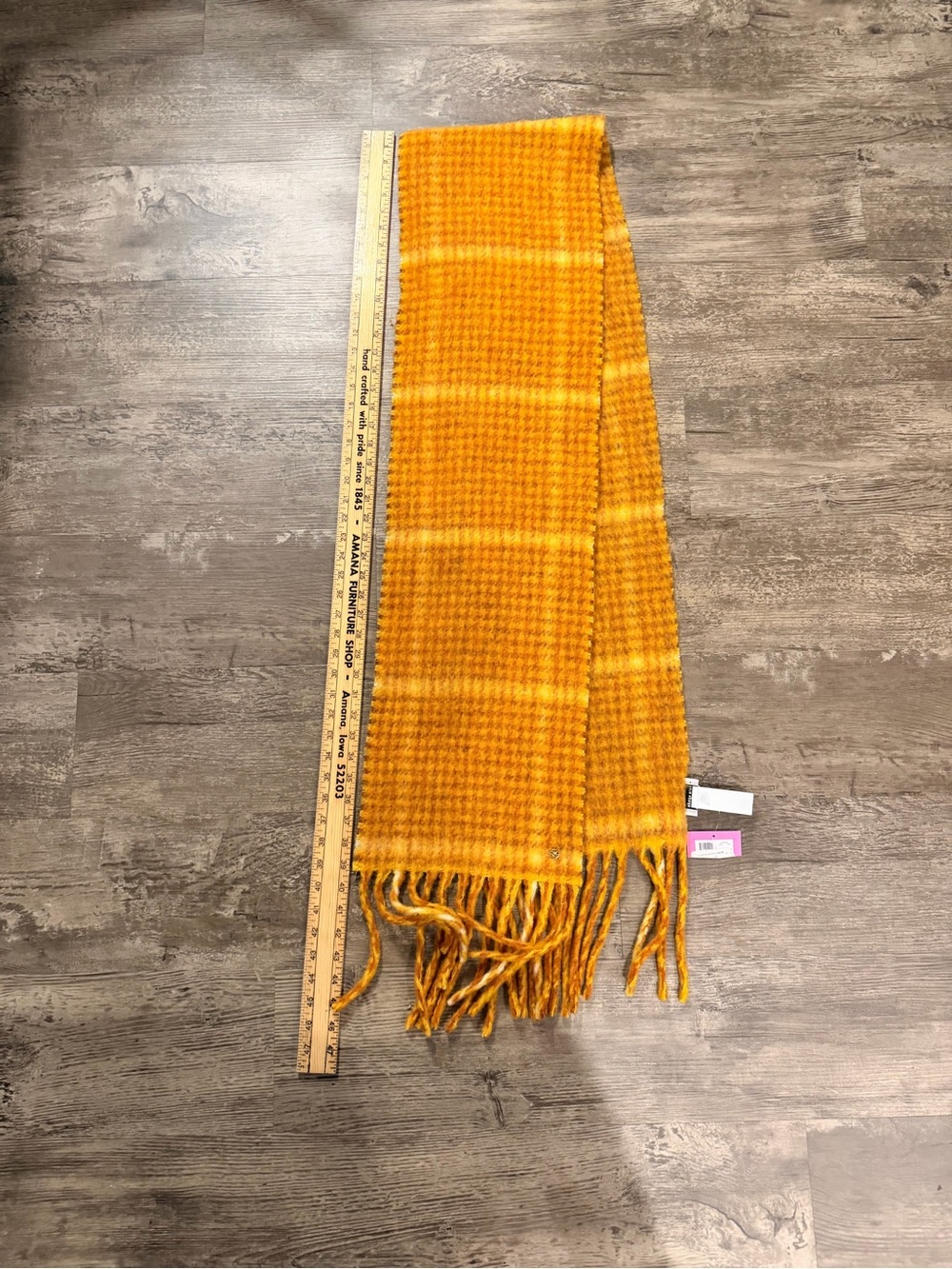 kate spade mustard yellow plaid fringed scarf